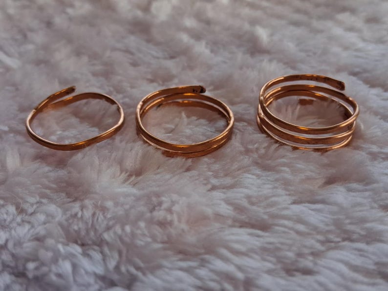 Adjustable Hammered Copper Rings Set (3) - Etsy