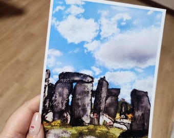 England Stone henge Oil pastel Printable art