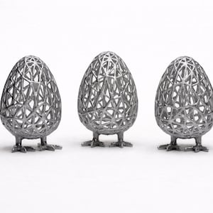 Wireframe easter egg – modern 3d printed decorative egg (pack of 3)
