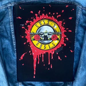 Vintage 1991 Guns N Roses Backpatch, Blood Logo, 90s, Glam Rock, Brockum, Metal, Biker Patch, Battle Jacket
