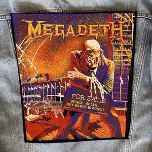 Vintage 1986 Megadeth Peace wordt verkocht... maar wie koopt? Patch op rug, jaren 80, thrashmetal, bikerpatch, gevechtsjack