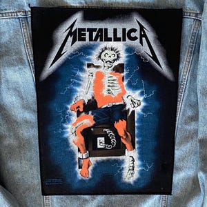 Vintage 1987 Metallica Electric Chair Backpatch, Thrash Metal, Brockum, Biker Patch, Battle Jacket