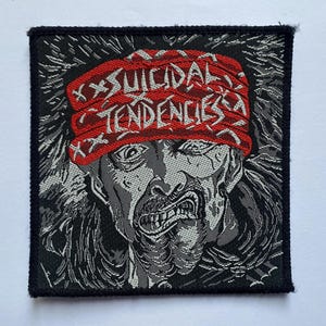 Parche vintage de Suicidal Tendencies "Únete al ejército" de 1989, años 80, chaqueta de batalla de metal hardcore crossover.