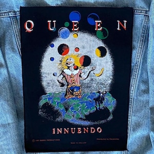 Vintage Queen 1991 rugpatch, toespelingen, rock, metal, bikerjack