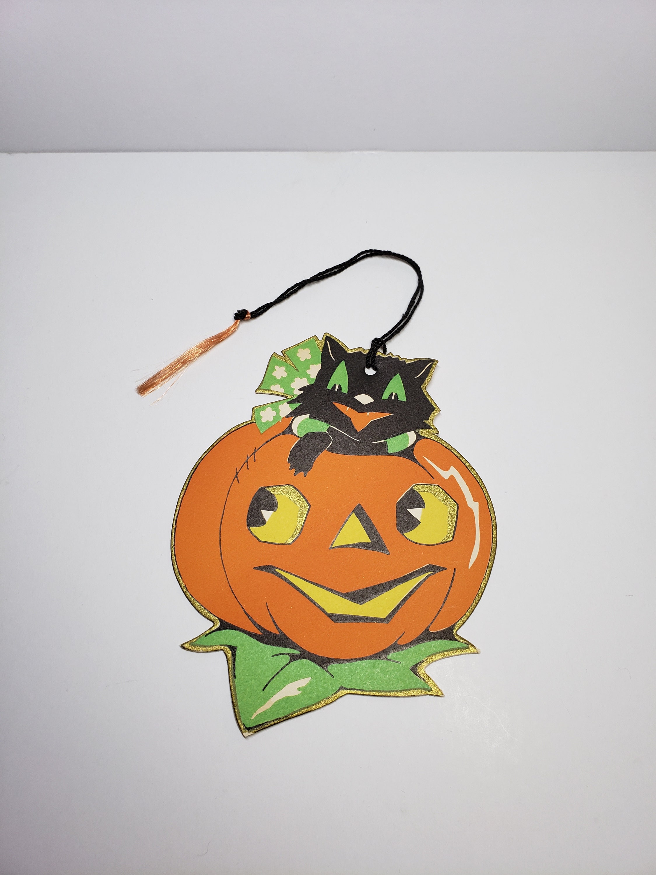 Art Deco Unused 1930's Die Cut Gold Gilded Gibson Halloween Bridge ...