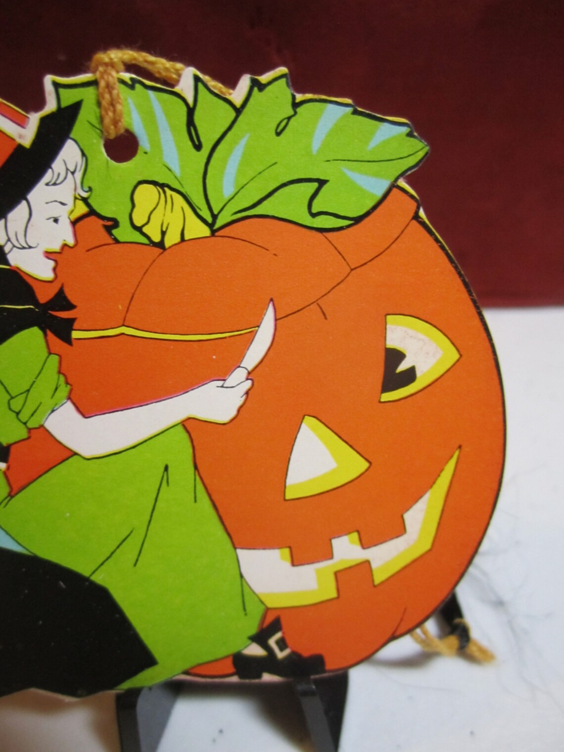 1930's-40's Colorful Unused Die Cut Halloween Bridge Tally Witch ...