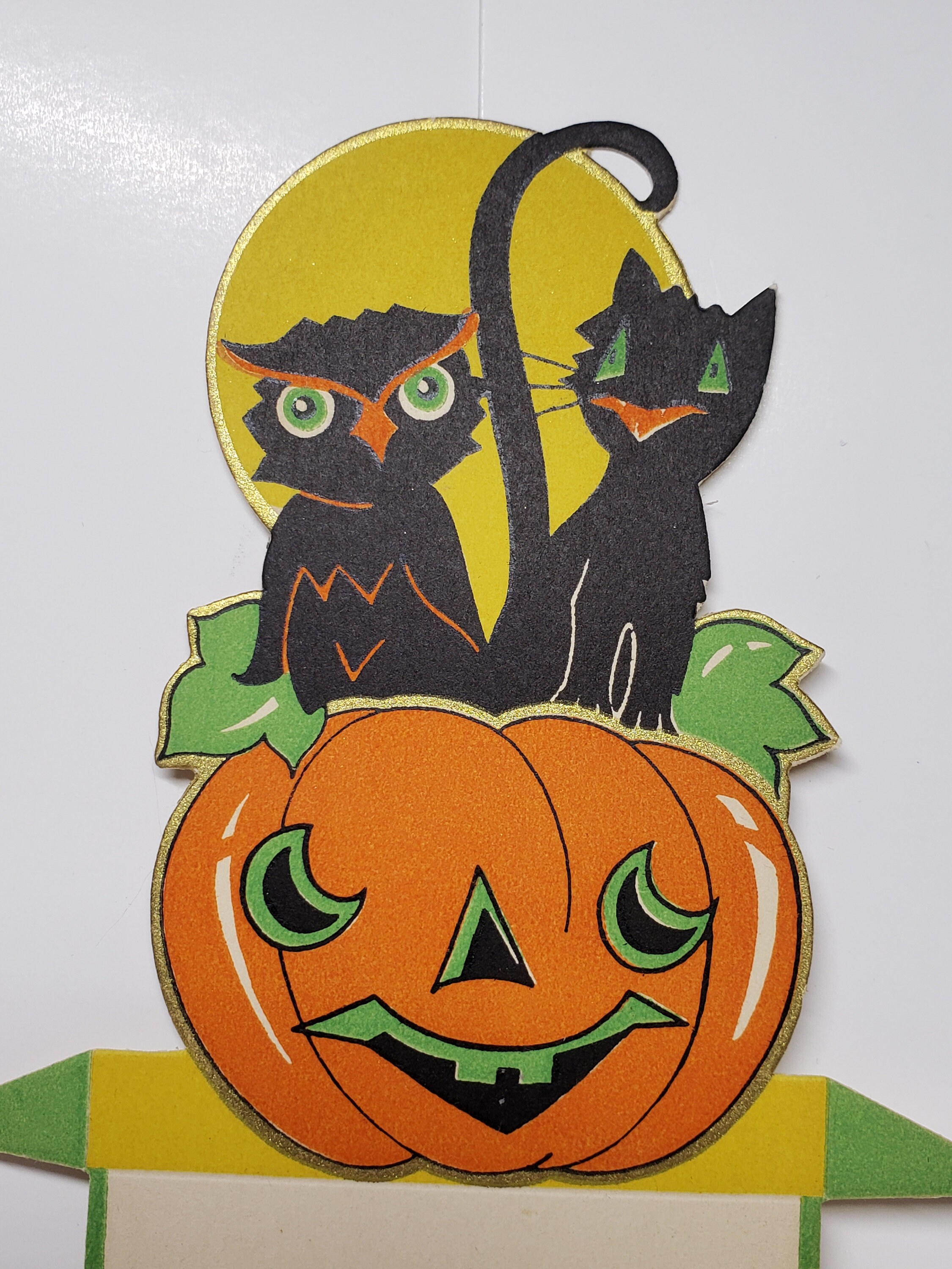 Vintage 1930's Unused Gibson Die Cut Halloween Place Card With Black ...