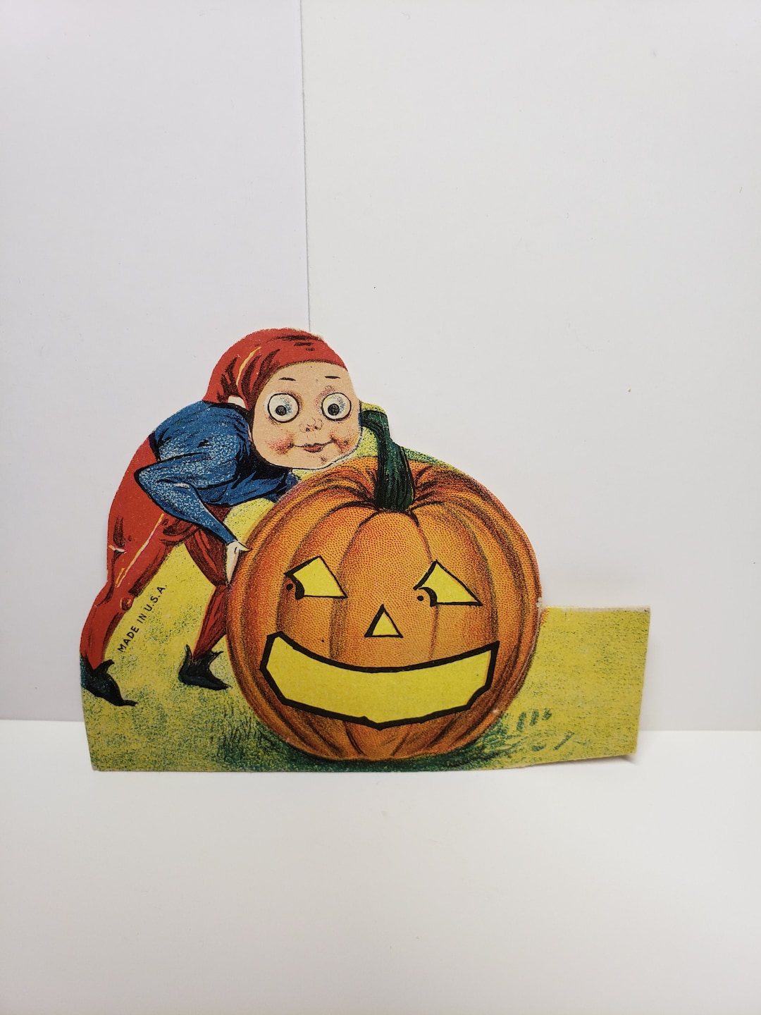 Unused Die Cut 1920's-30's Halloween Place Card Elf or Brownie Pushing ...