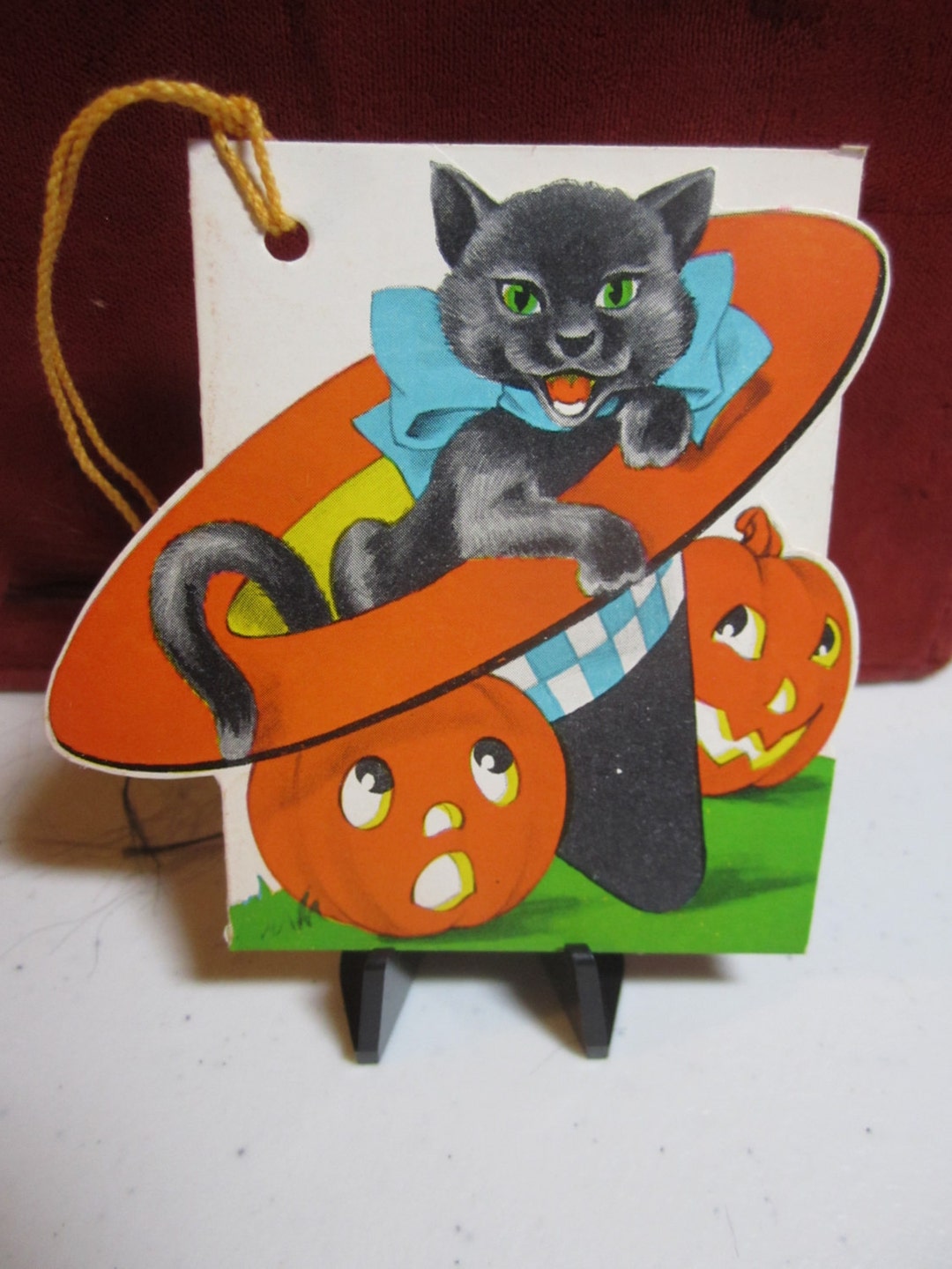 Vintage 1930's-40's Art Deco Unused Die Cut Halloween Bridge Tally Card ...
