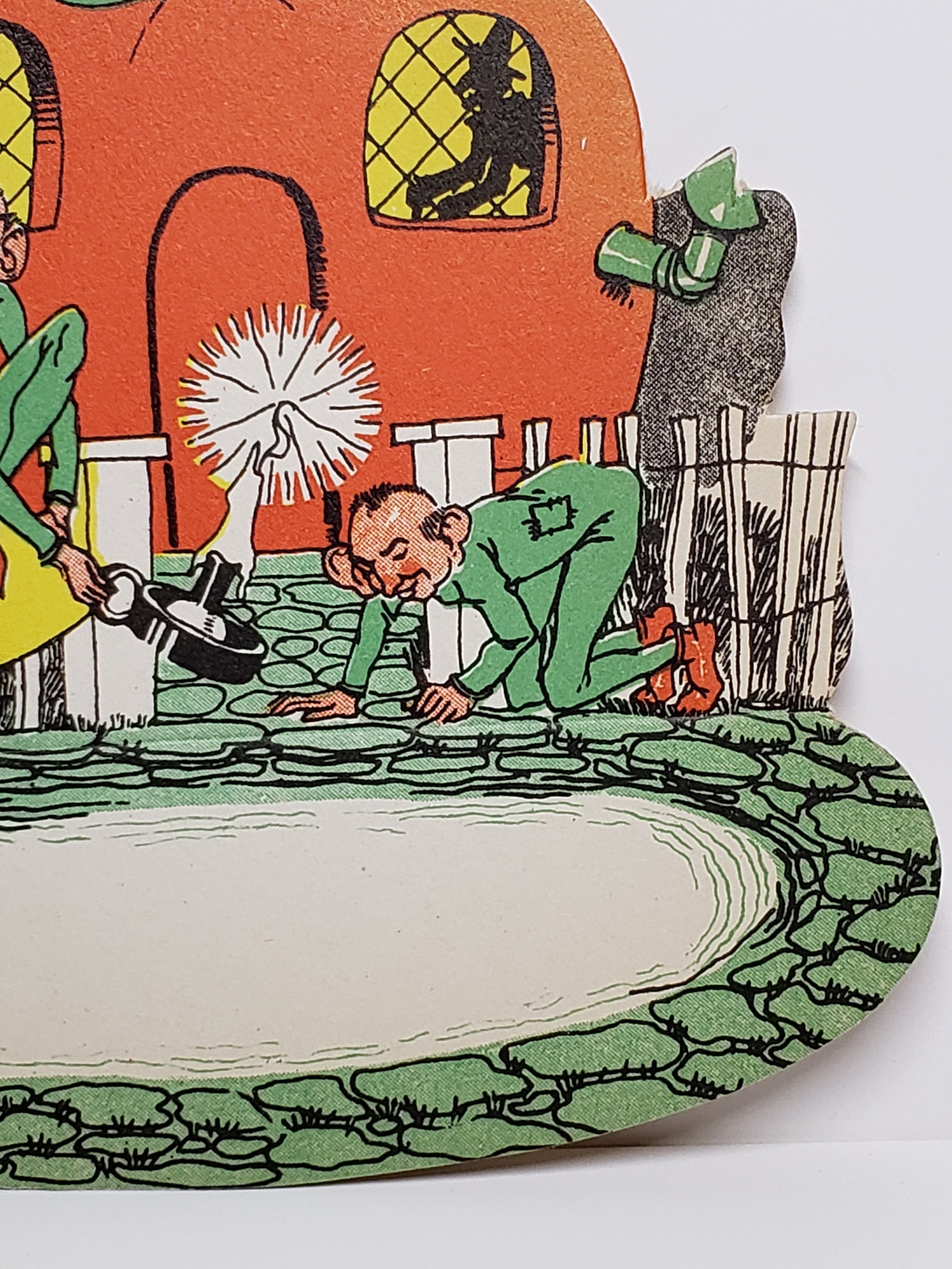 1920's Unused Die Cut Unused Halloween Place Card Jol House Black Cat ...
