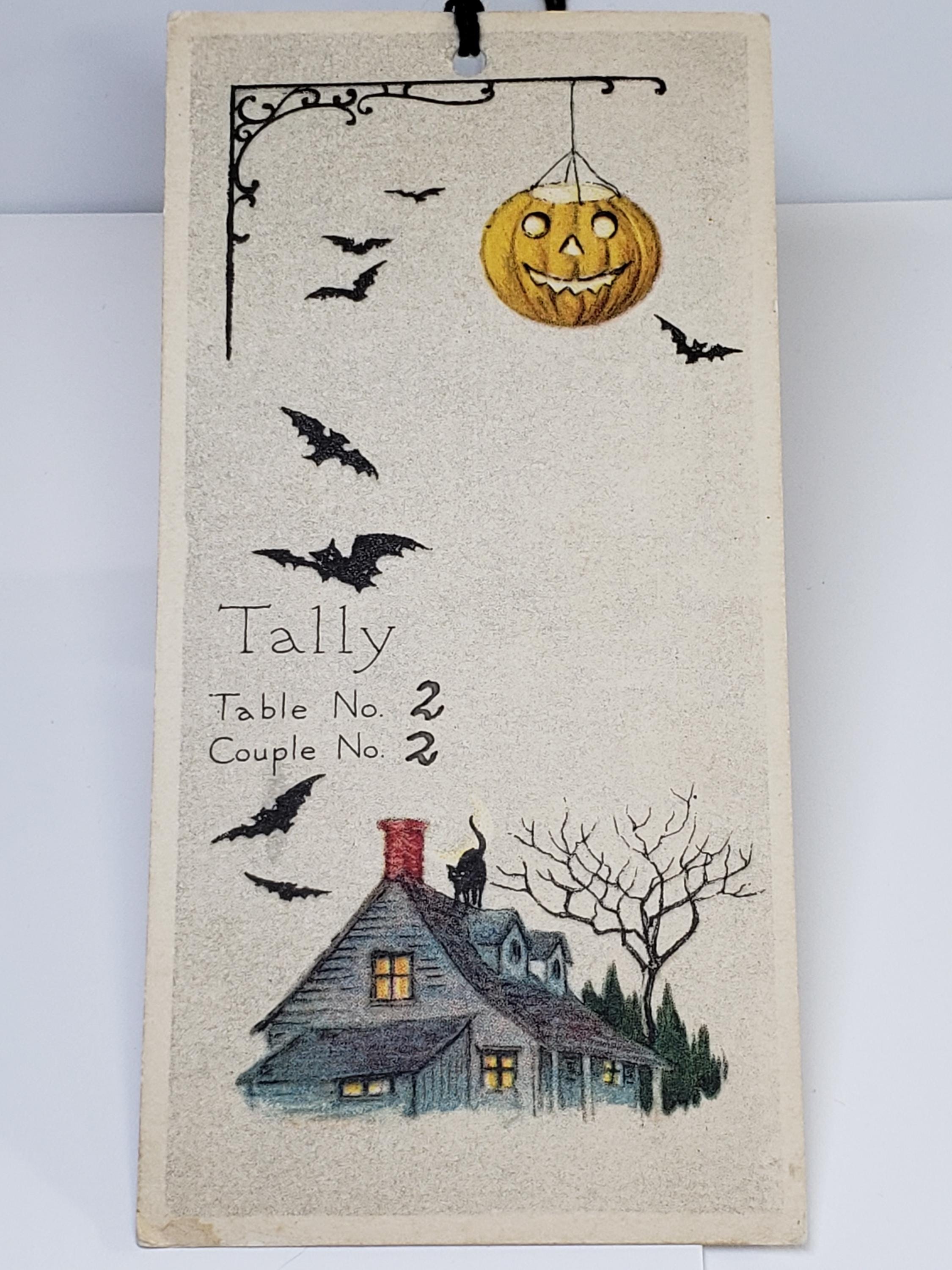 Vintage 1920's-30's Halloween Bridge Tally Card Hanging Jack O'lantern ...