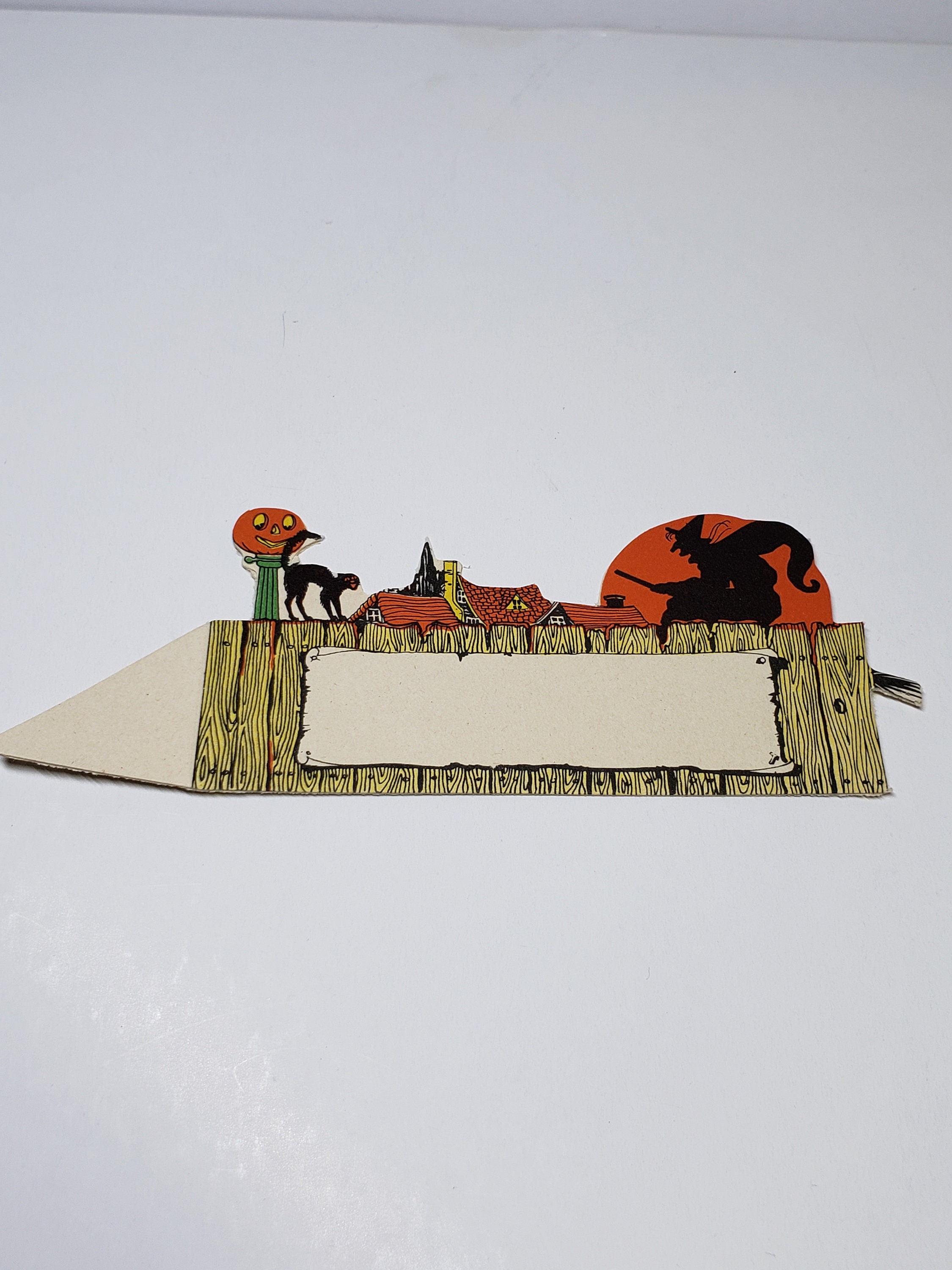 Vintage 1920's-30's Unused Die Cut Halloween Place Card Fence With ...