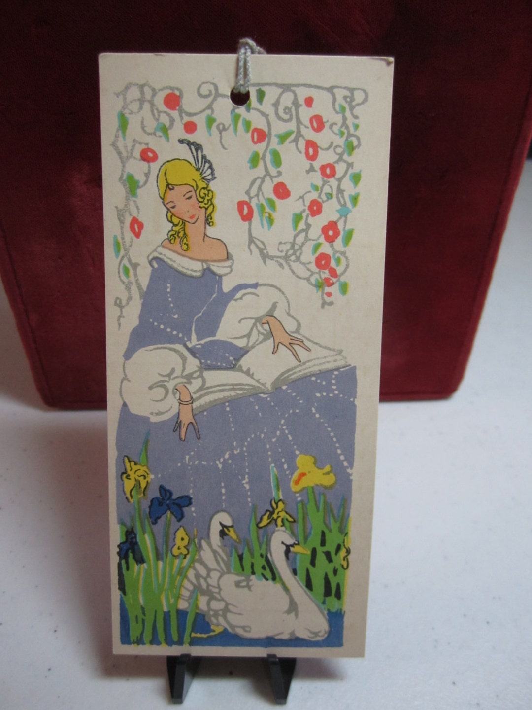 Gorgeous Unused Art Deco 1930's Colorful Bridge Tally Card Pretty Lady ...