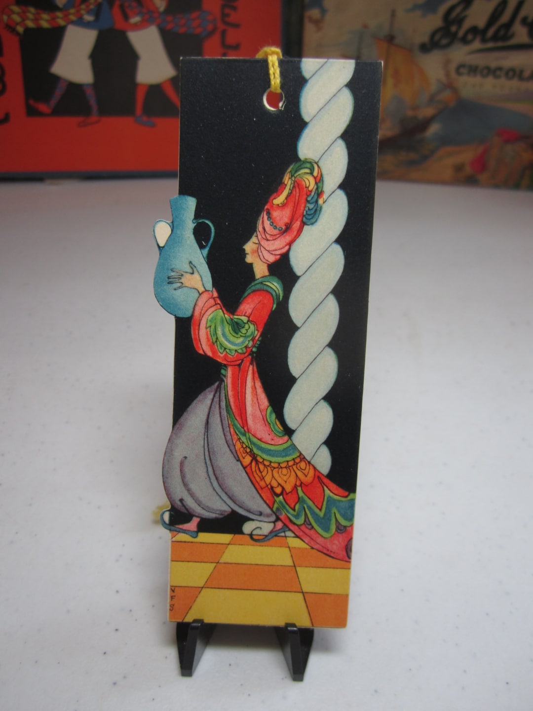 1920's Art Deco Colorful Unused Die Cut Gibson Bridge Tally Card Shows ...