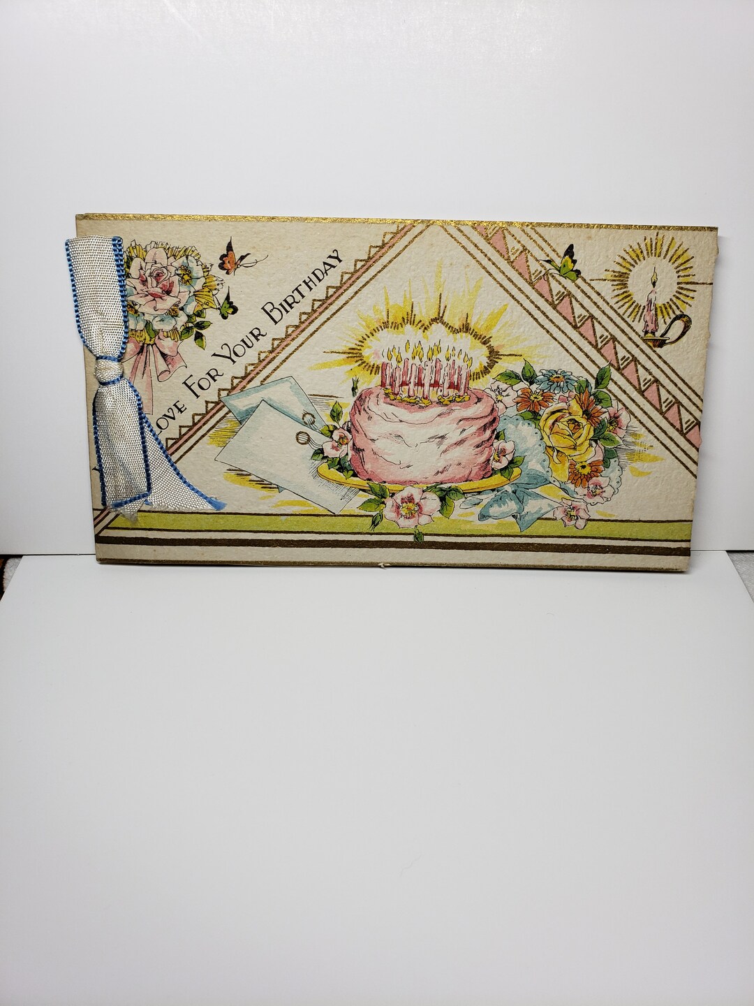 Rare Gold Gilded Mechanical 1920's Hallmark Moto-folder Birthday Card ...