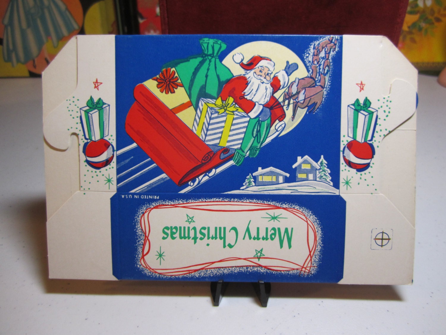 Colorful Unused 1950's Christmas Gift Box Graphics of - Etsy