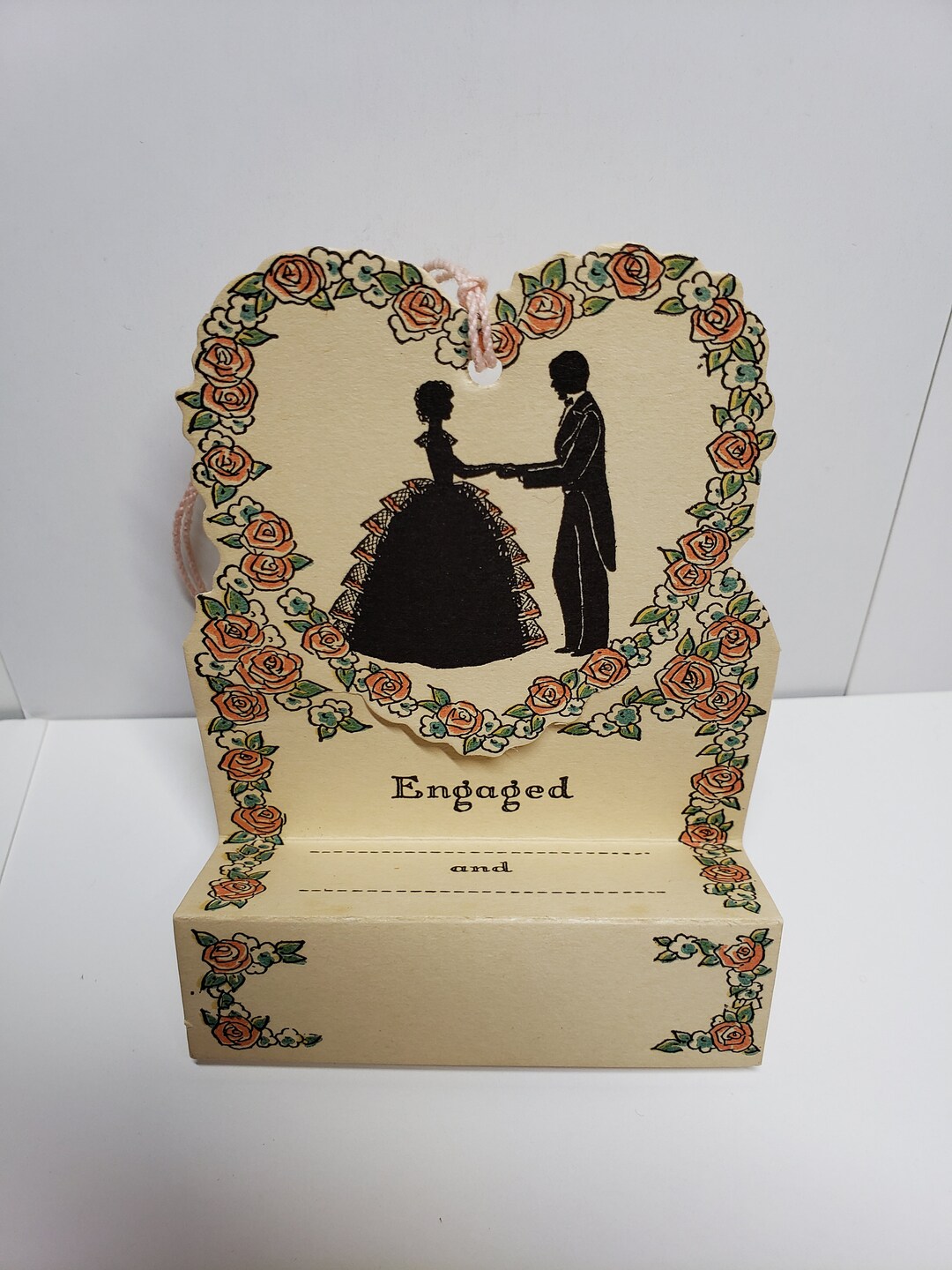 Vintage Unused 1930's Norcross Die Cut Heart Shaped Engagement Bridge ...