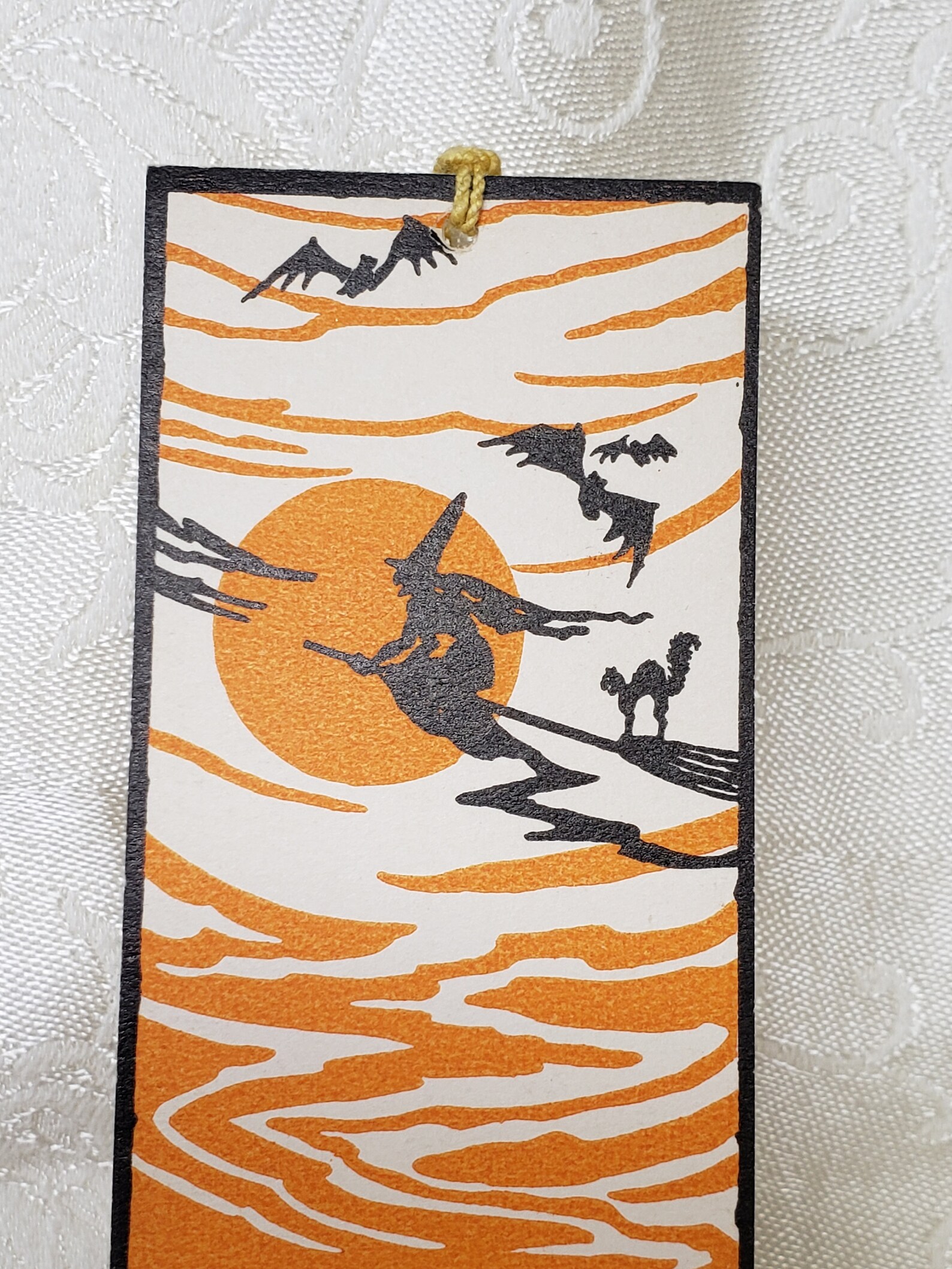 Unused 1920's P.F. Volland Halloween Bridge Tally Card Witch and Cat on ...