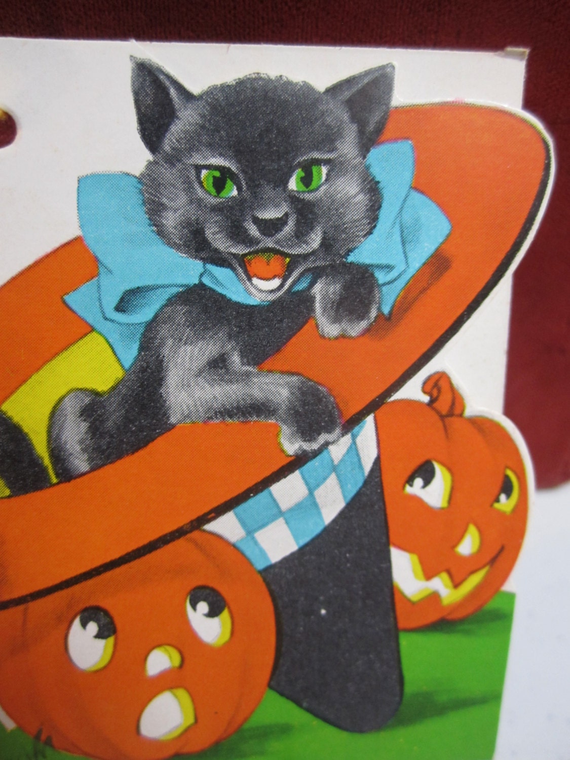 Vintage 1930's-40's Art Deco Unused Die Cut Halloween Bridge Tally Card ...