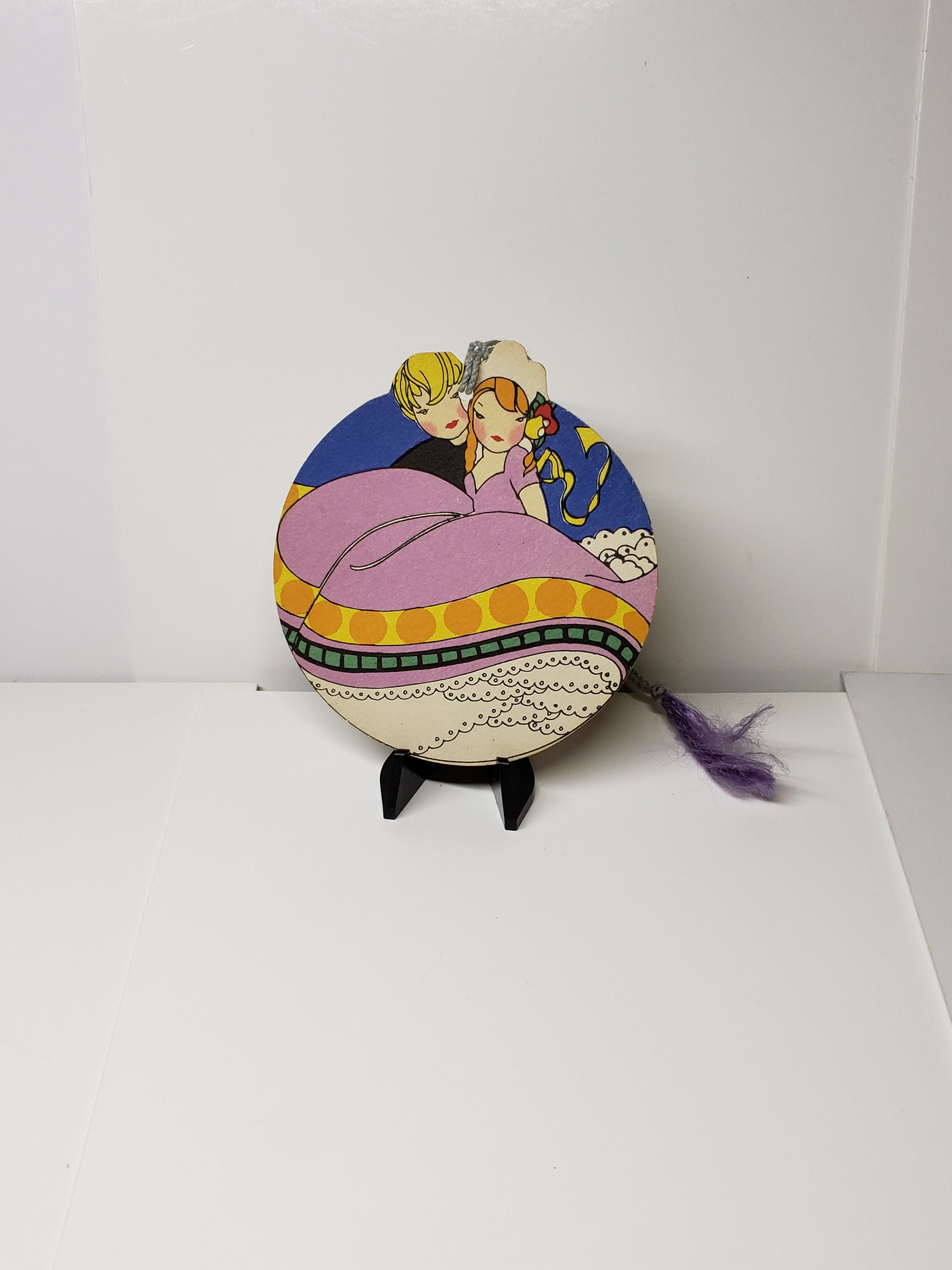 Adorable 1920's Unused Art Deco Die Cut Round Shaped Hallmark Bridge ...