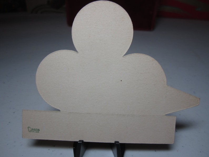 Unused art deco 1920/'s-30/'s gold gilded Gibson St.Patrick/'s themed place card bright green clover colorful basket of stylized deco flowers