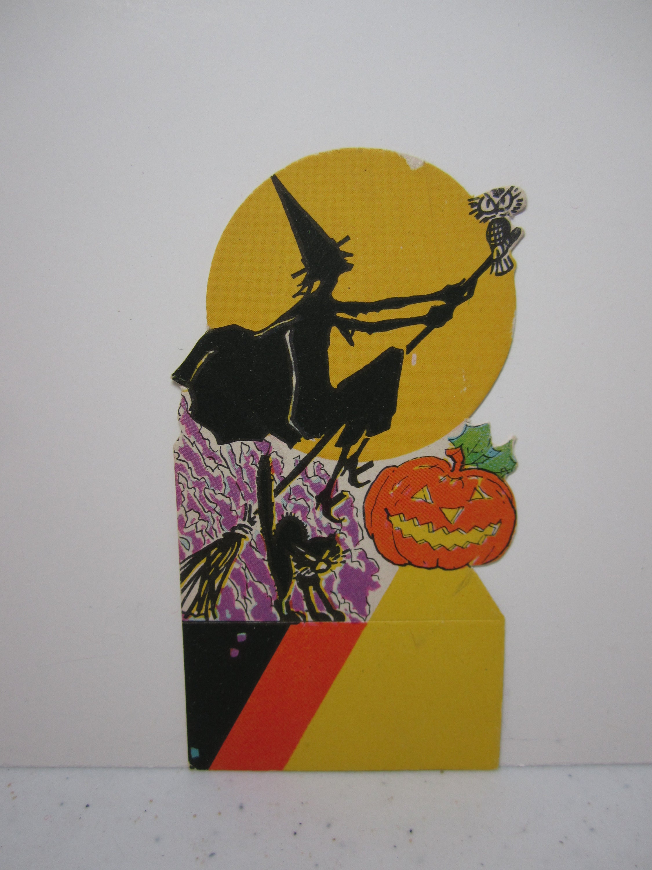 Vintage Unused 1920's-30's Halloween Place Card Image of Silhouette of ...