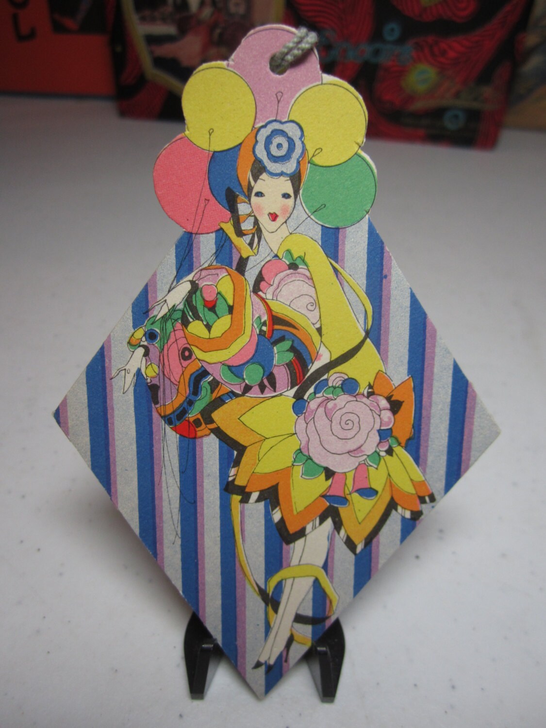 Unused Very Art Deco 1920's Die Cut Hallmark Bridge Tally Deco Lady in ...