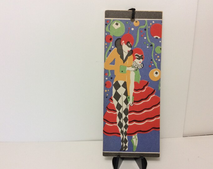 Vintage 1920's-30's Art Deco Unused Bridge Tally Card Colorful Masked ...