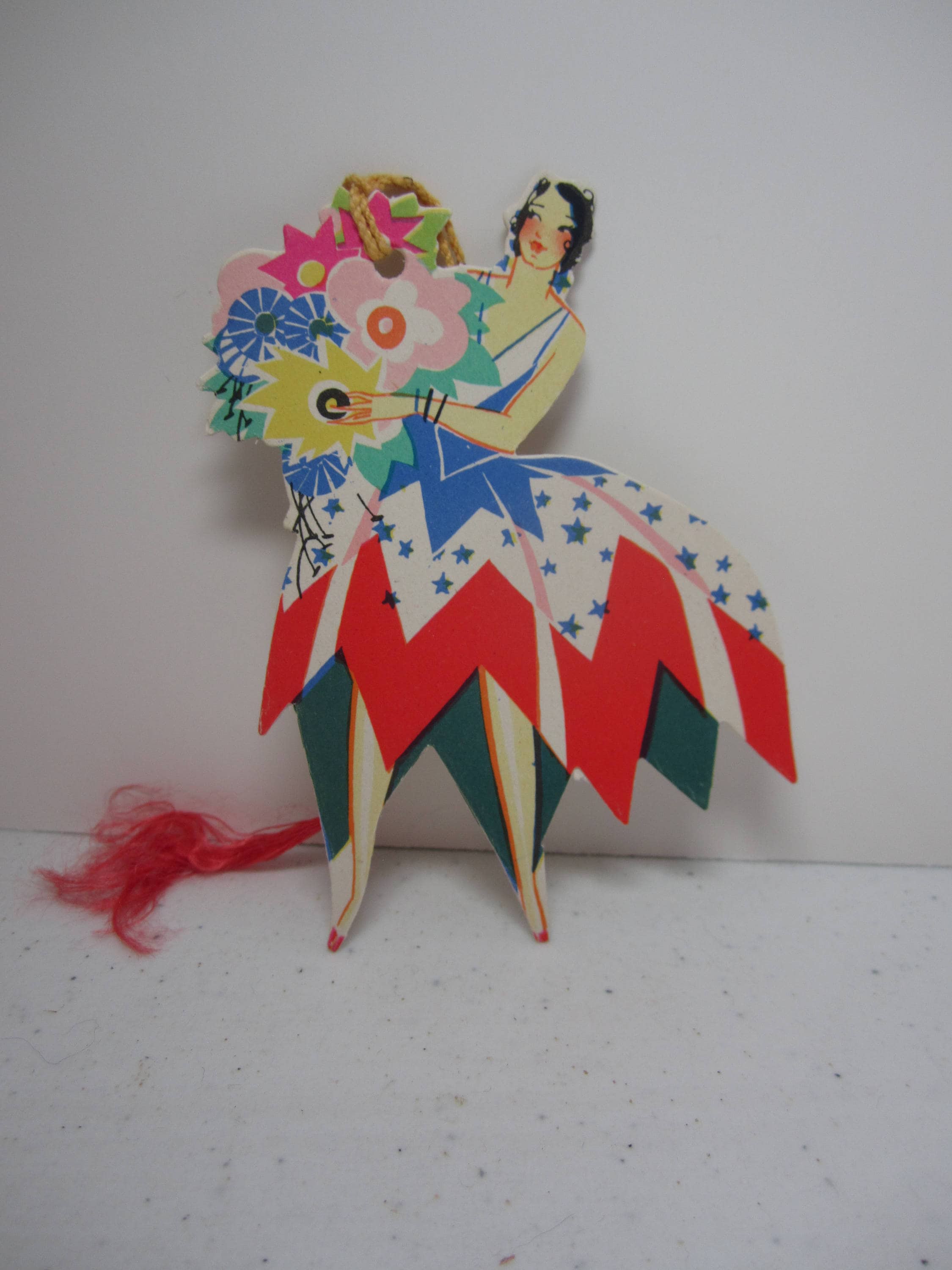 Unused Art Deco 1920's Die Cut Buzza Patriotic Bridge Tally Deco Lady ...