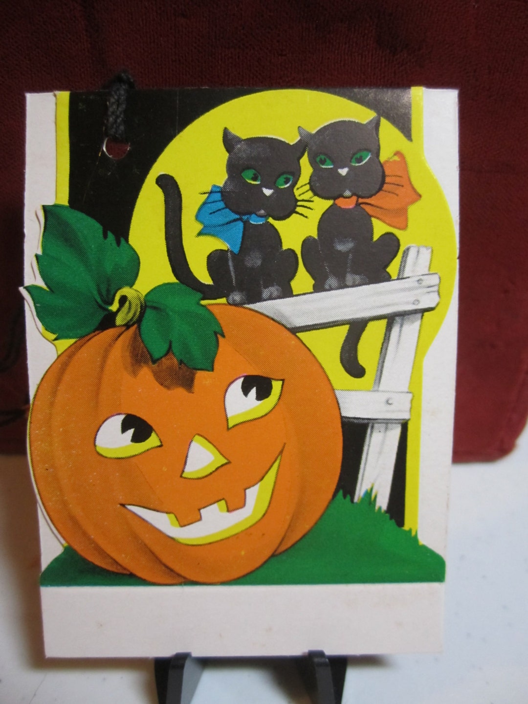 Vintage 1940's Unused Art Deco Die Cut Halloween Bridge Tally Card Jack ...