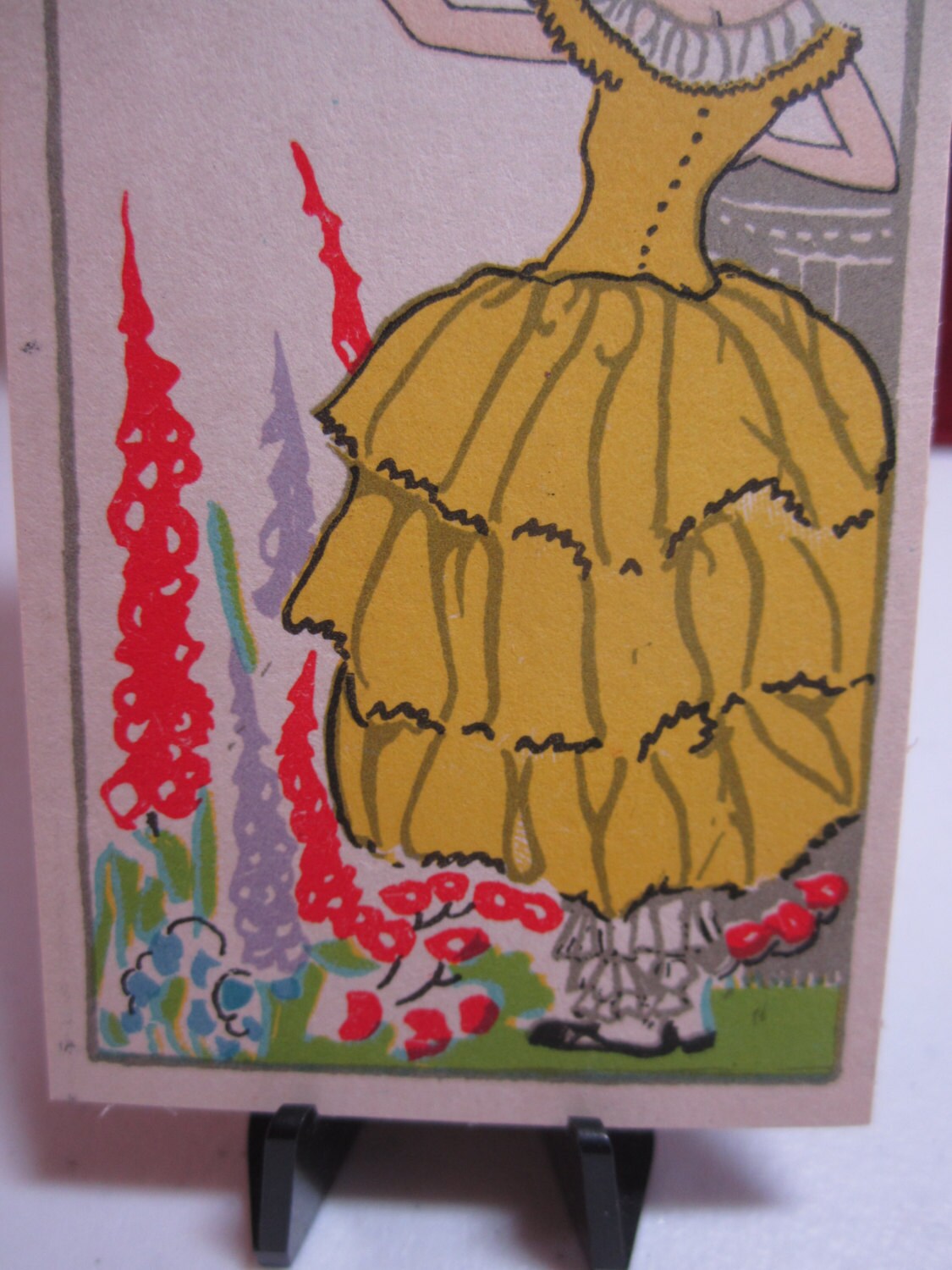 Colorful Unused Art Deco 1930's Colorful Bridge Tally Card Lady in ...