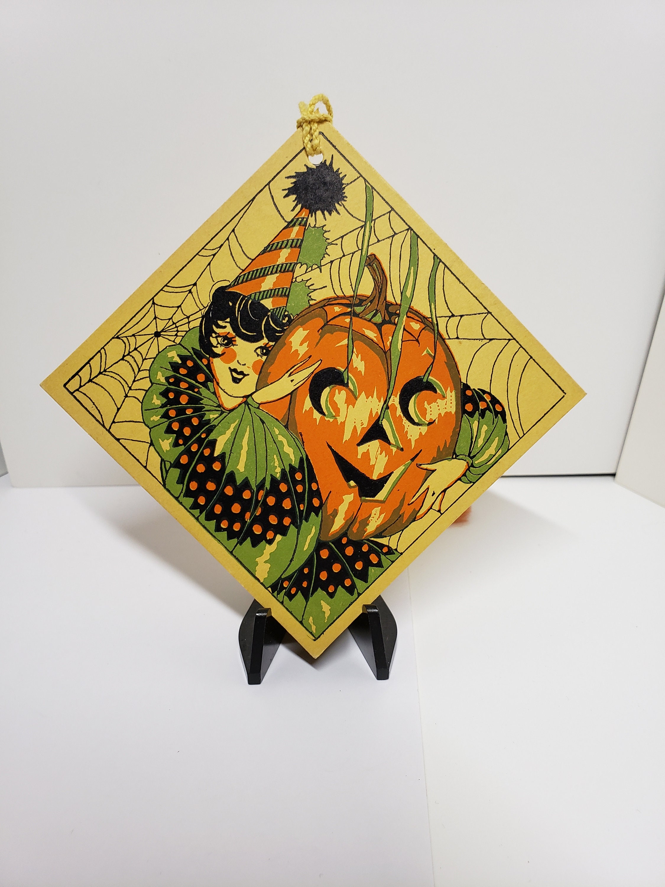 1920's Unused Colorful Art Deco NOS Hallmark Halloween Themed Bridge ...
