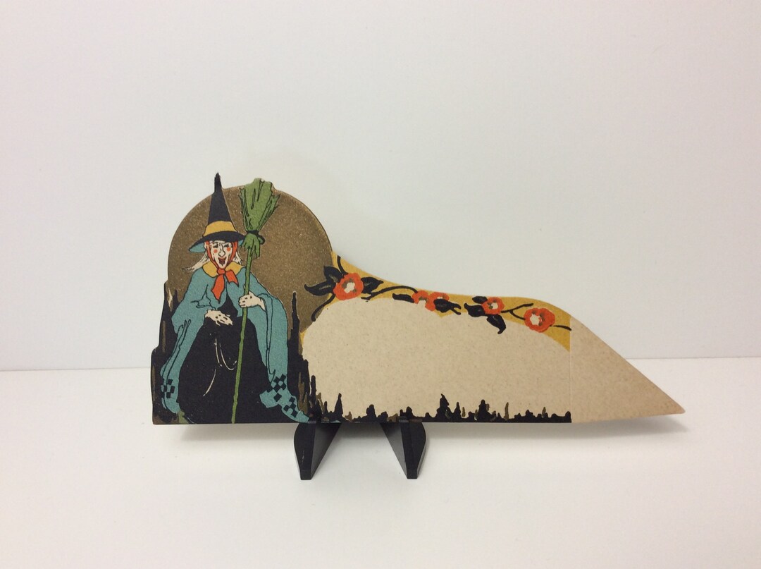 Vintage 1920's-30’s Unused Die Cut Gold Gilded Halloween Place Card ...