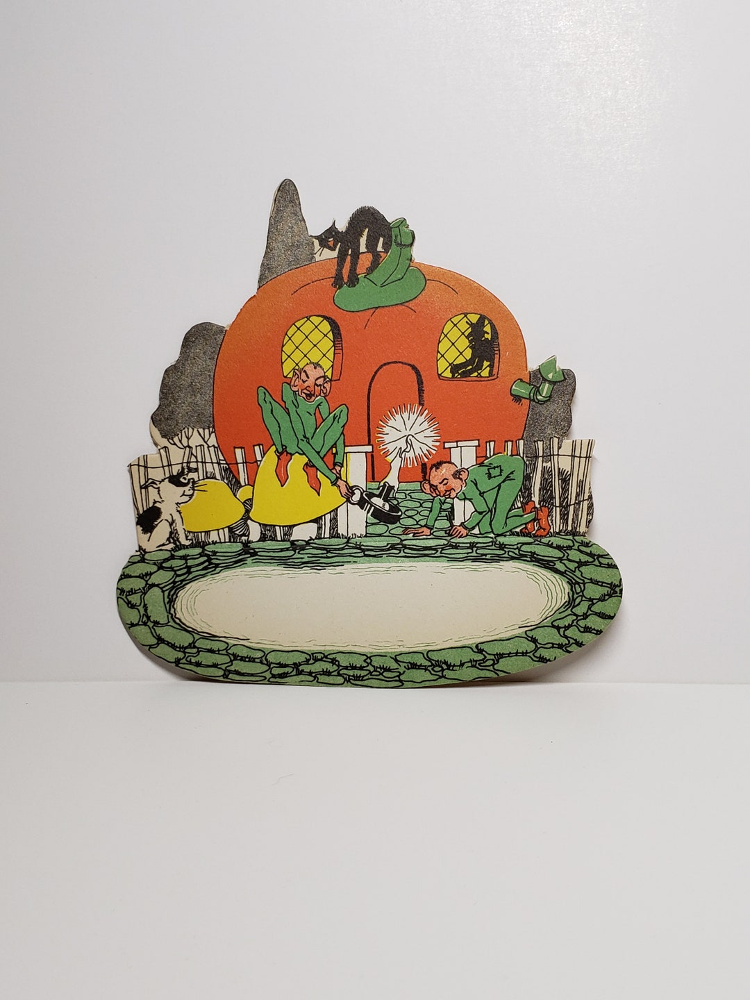 1920's Unused Die Cut Unused Halloween Place Card Jol House Black Cat ...