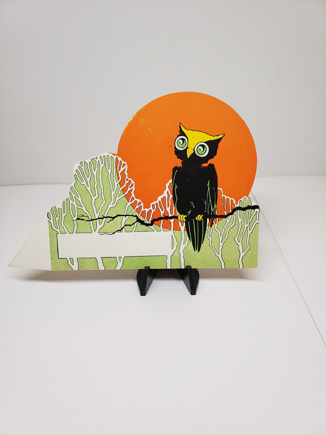 Vintage 1920's-30's Unused Die Cut Whitney Halloween Place Card Owl on ...