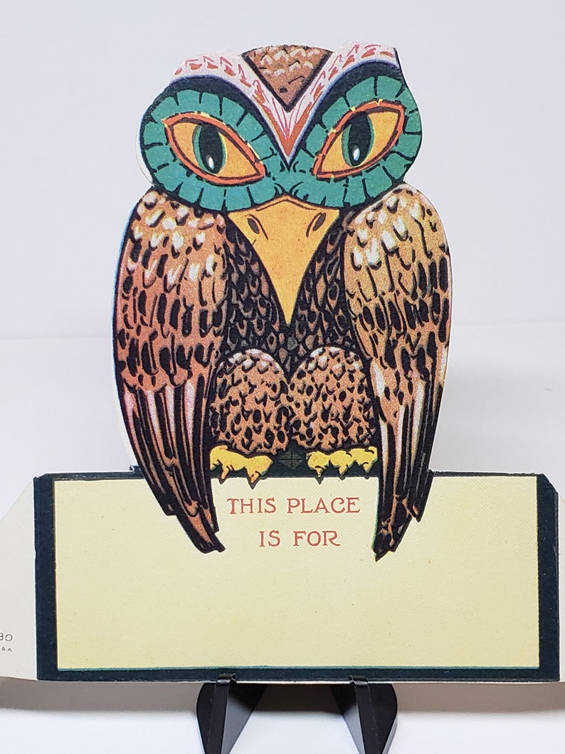 Vintage Unused 1940's Die Cut Hallmark Halloween Place Card Colorful ...