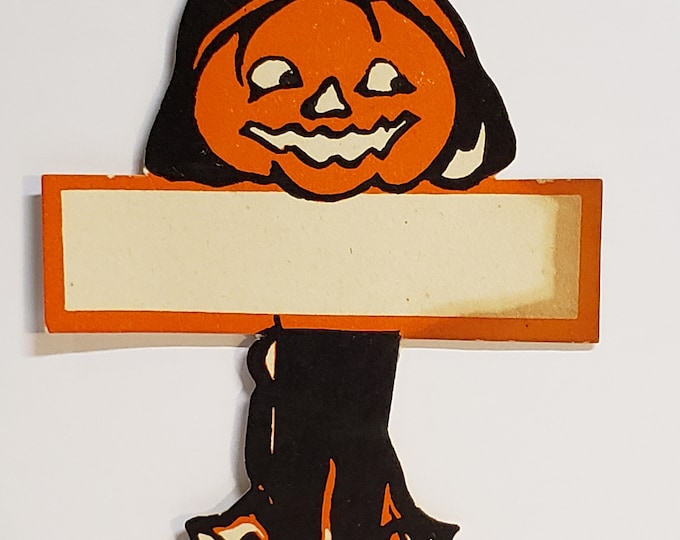 Unused Die Cut 1920's-30's Gibson Halloween Place Card Colorful Jack O ...