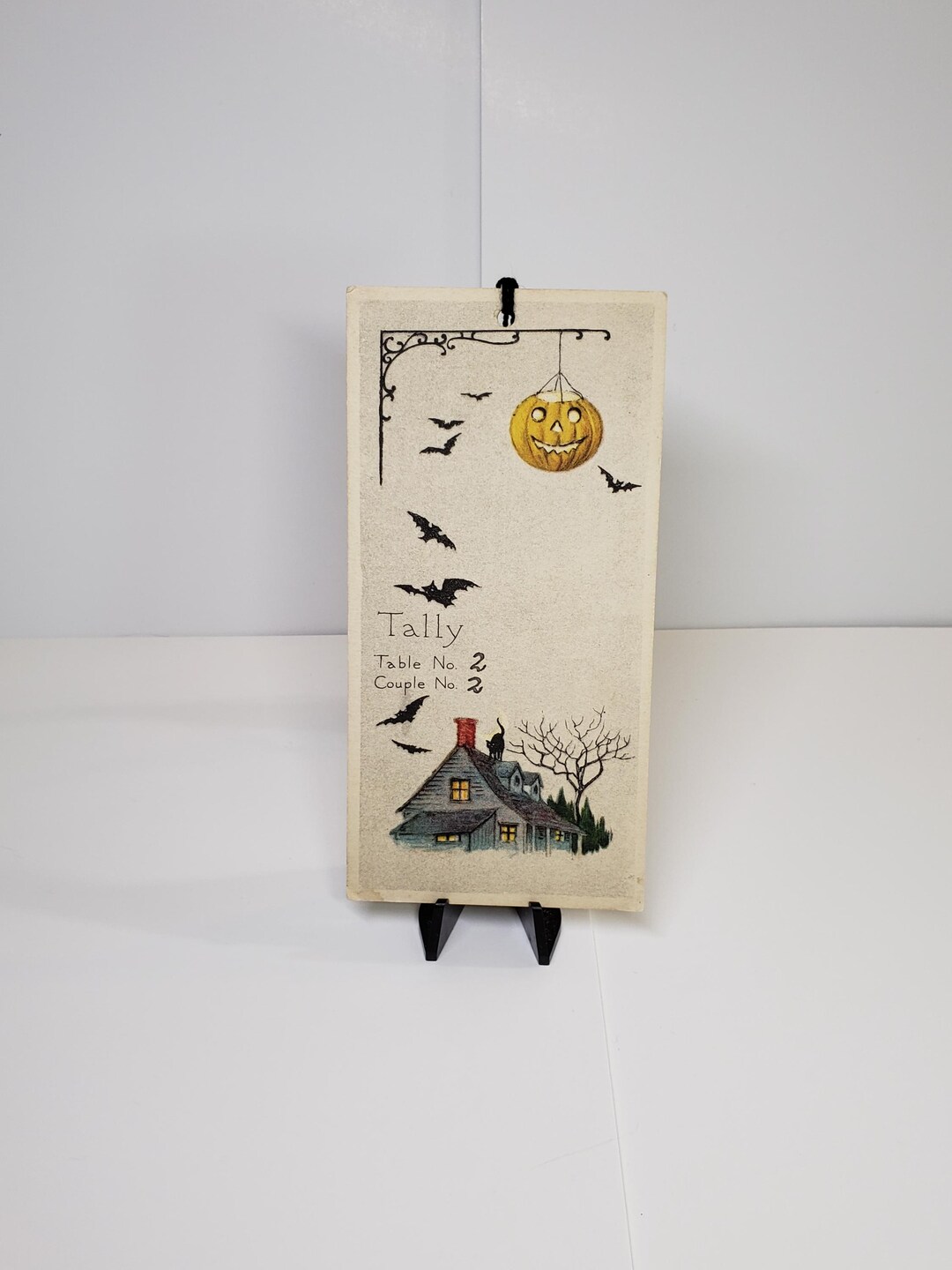 Vintage 1920's-30's Halloween Bridge Tally Card Hanging Jack O'lantern ...