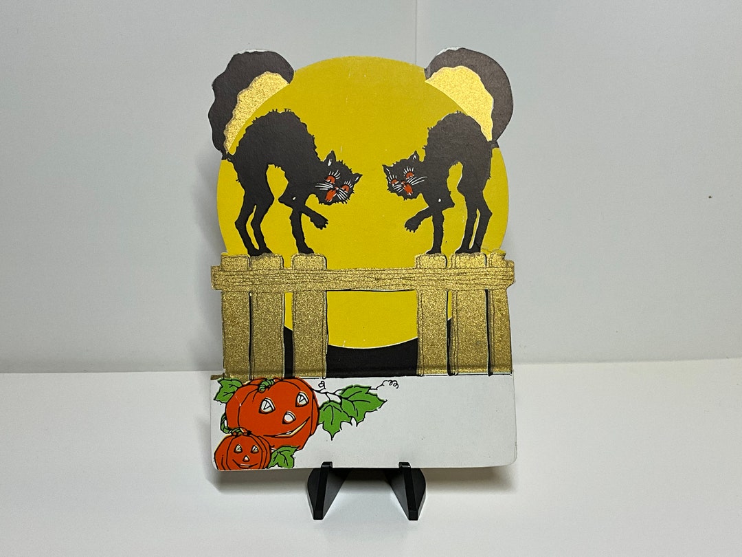 Art Deco 1930's Whitney Unused Die Cut Gold Gilded Halloween Place Card ...