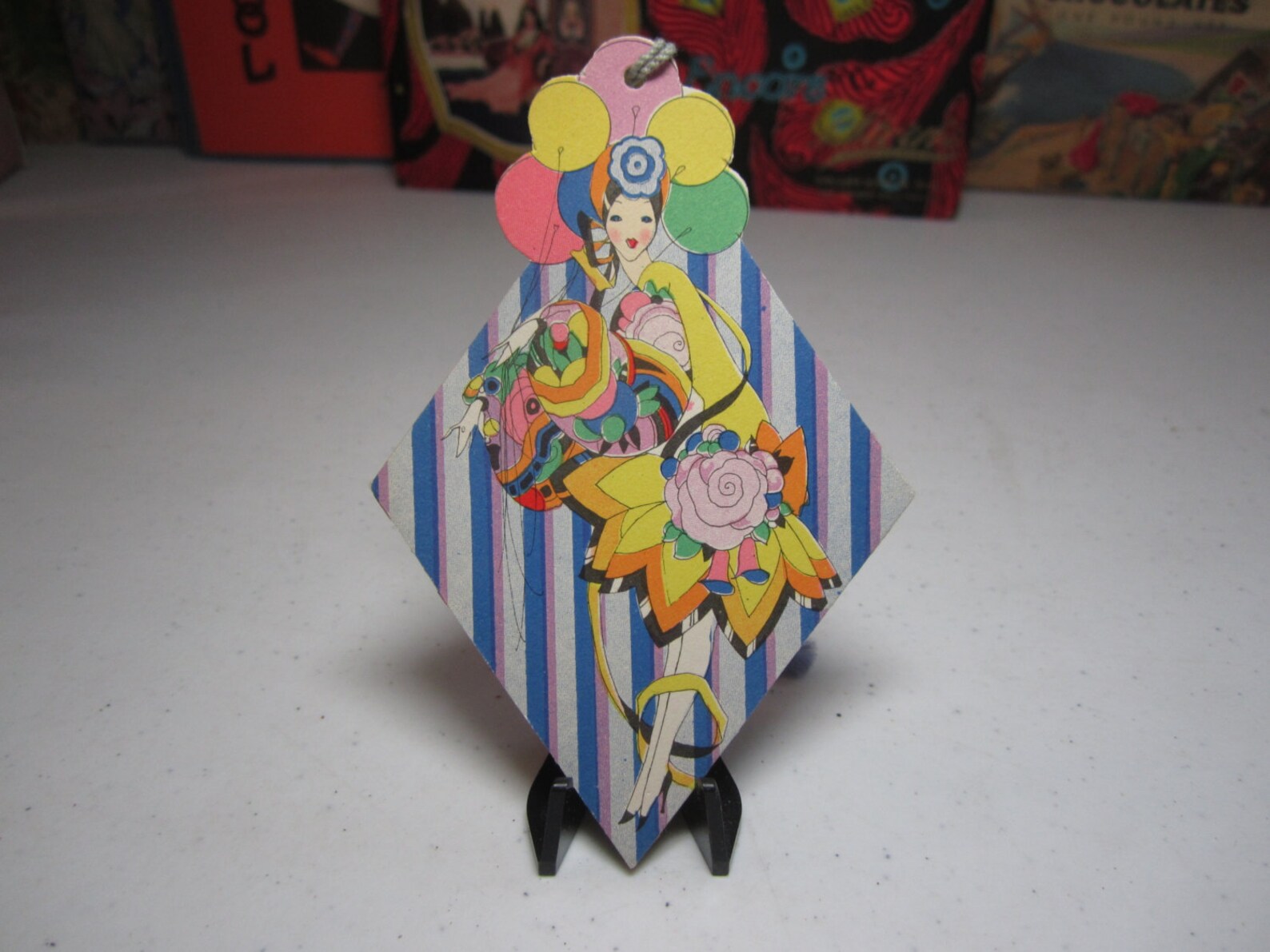 Unused Very Art Deco 1920's Die Cut Hallmark Bridge Tally Deco Lady in ...