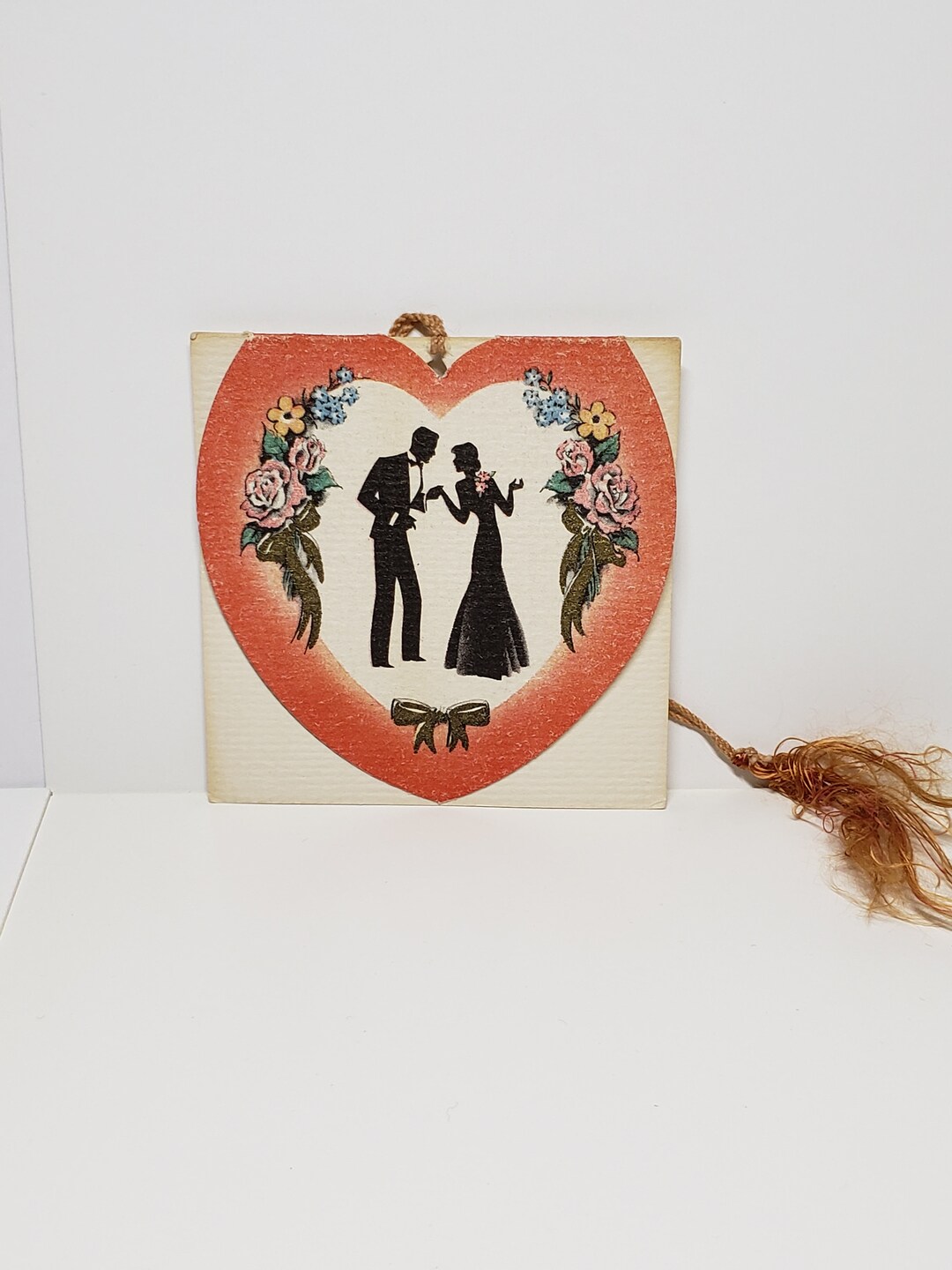 Art Deco Unused 1930's Die Cut Gold Gilded Heart Shaped Bridge Tally ...