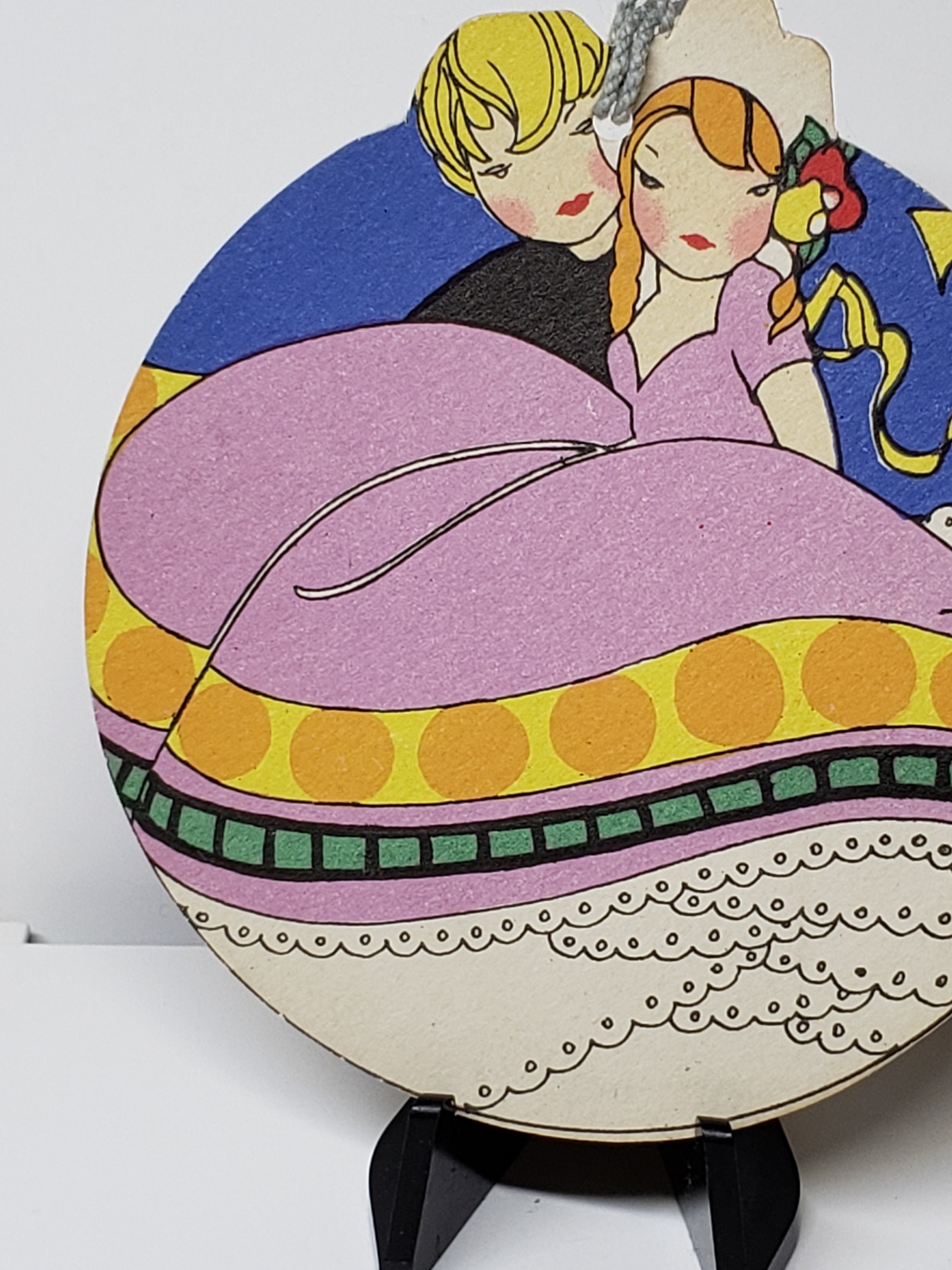 Adorable 1920's Unused Art Deco Die Cut Round Shaped Hallmark Bridge ...