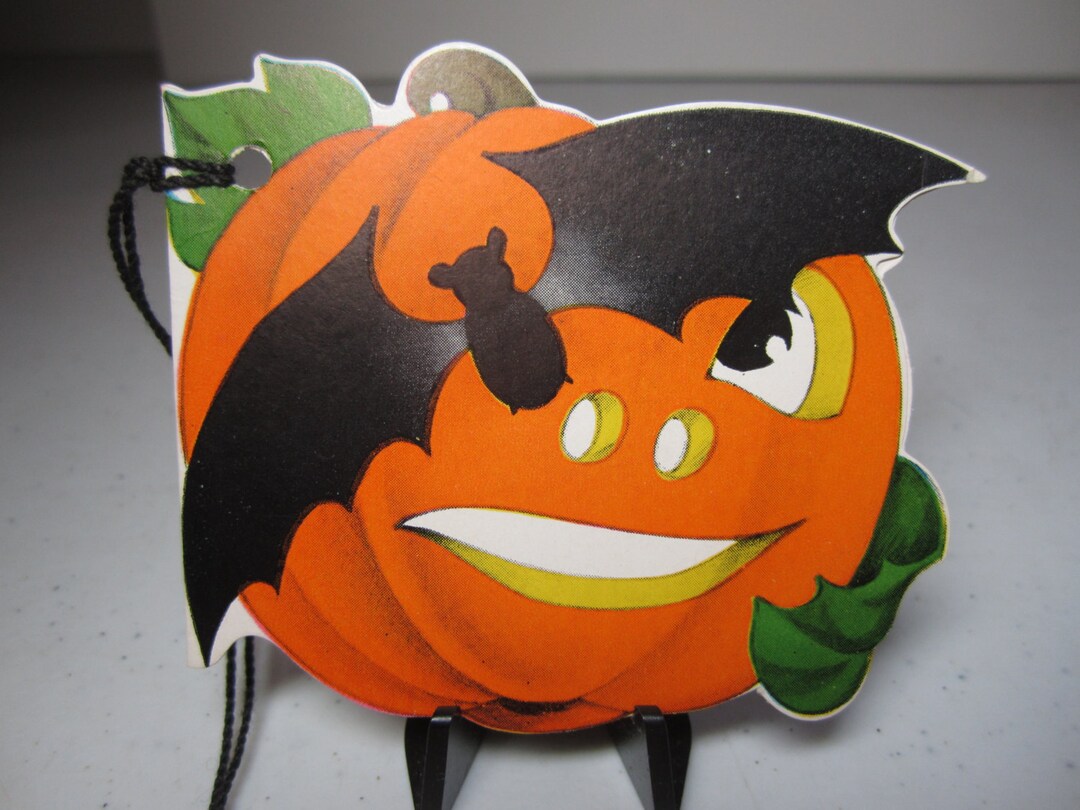 Vintage 1930's-40's Unused Die Cut Halloween Bridge Tally Jack O ...