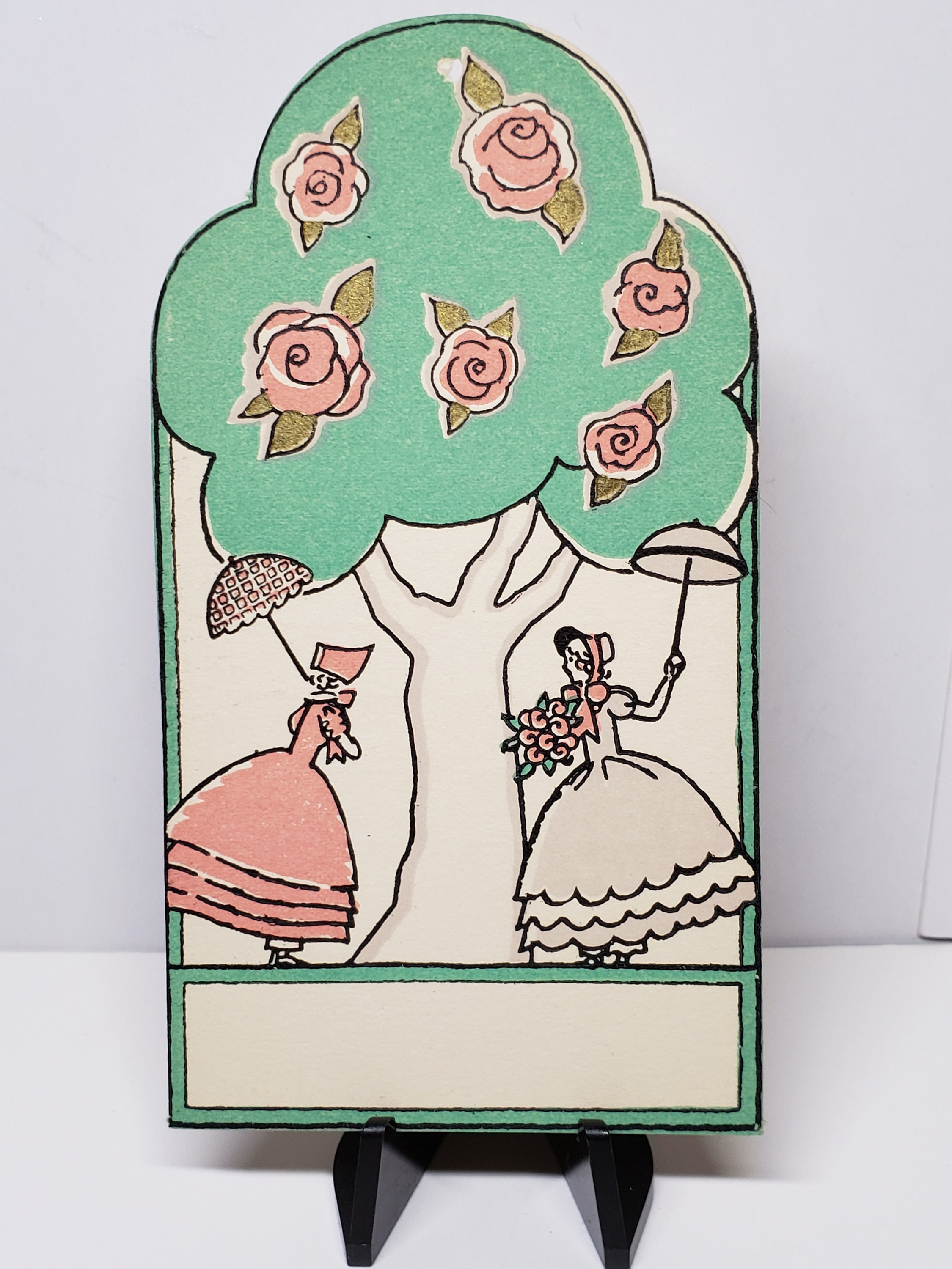 Norcross 1930's Art Deco Gold Gilded Die Cut Bridge Tally Card Tree ...