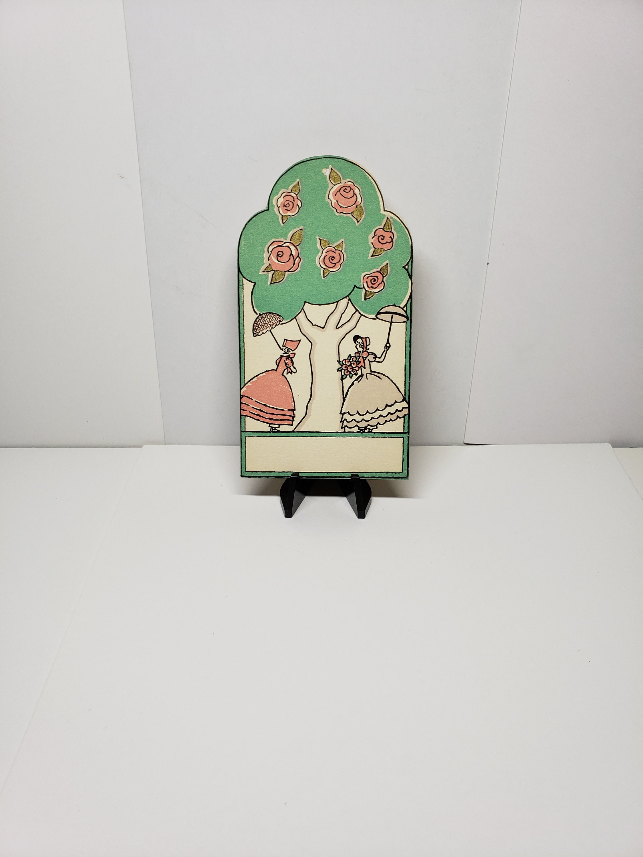 Norcross 1930's Art Deco Gold Gilded Die Cut Bridge Tally Card Tree ...