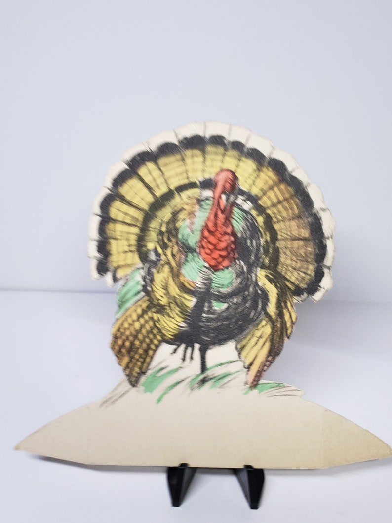 Large Vintage 1920's Die Cut Unused Buzza Colorful Thanksgiving Turkey ...