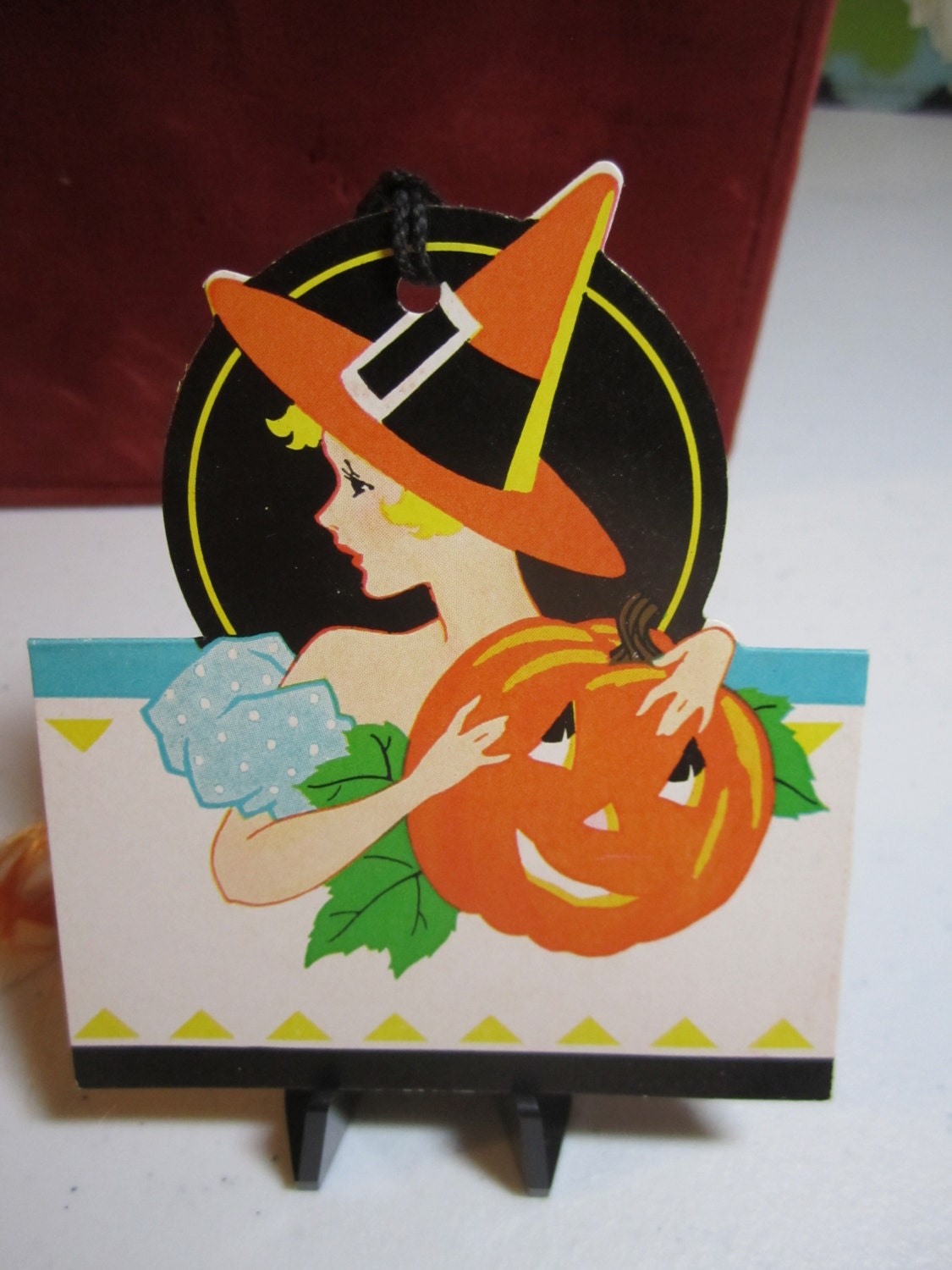 1930's-40's Unused Art Deco Die Cut Halloween Bridge Tally Card Profile ...