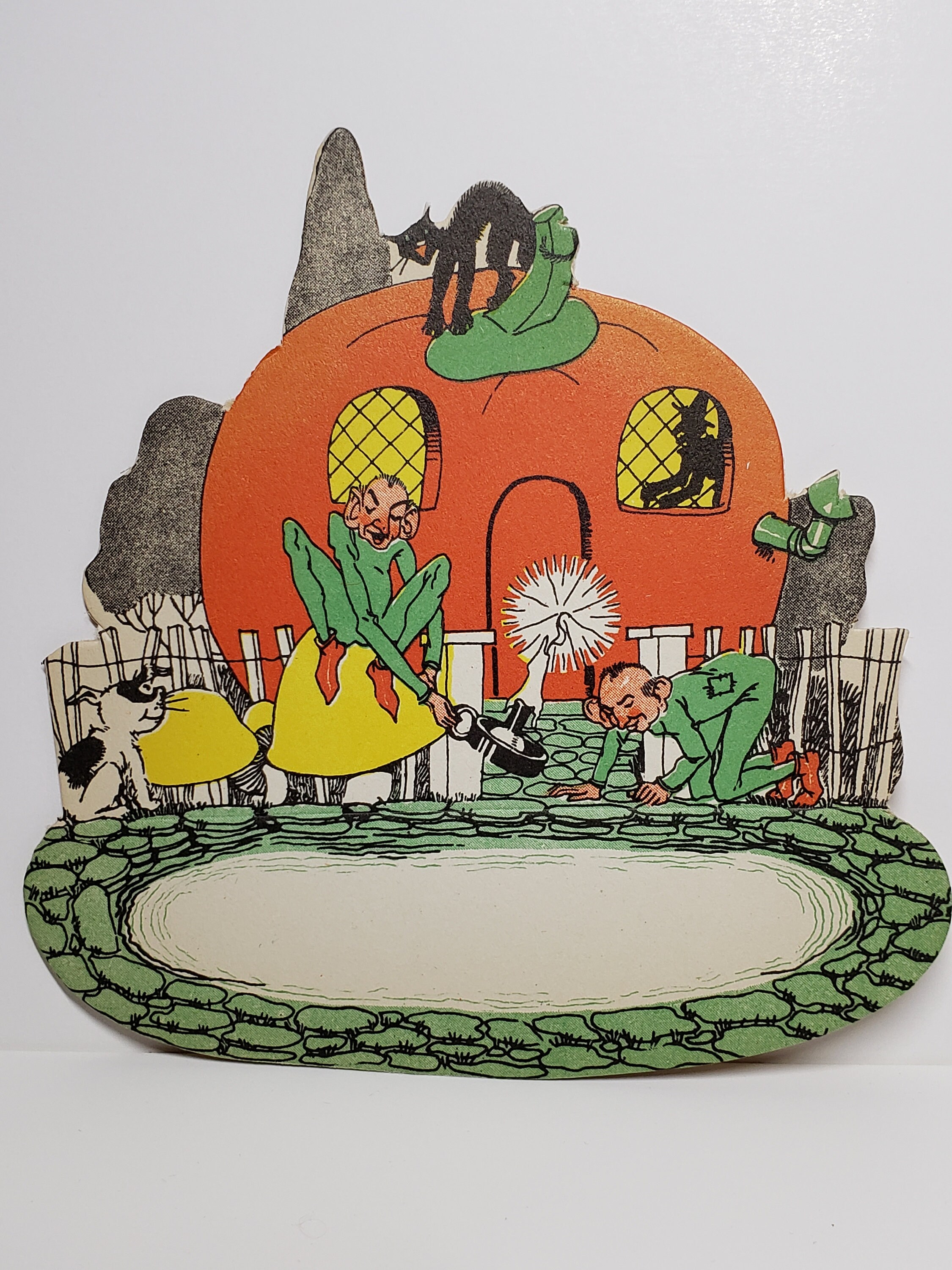 1920's Unused Die Cut Unused Halloween Place Card Jol House Black Cat ...