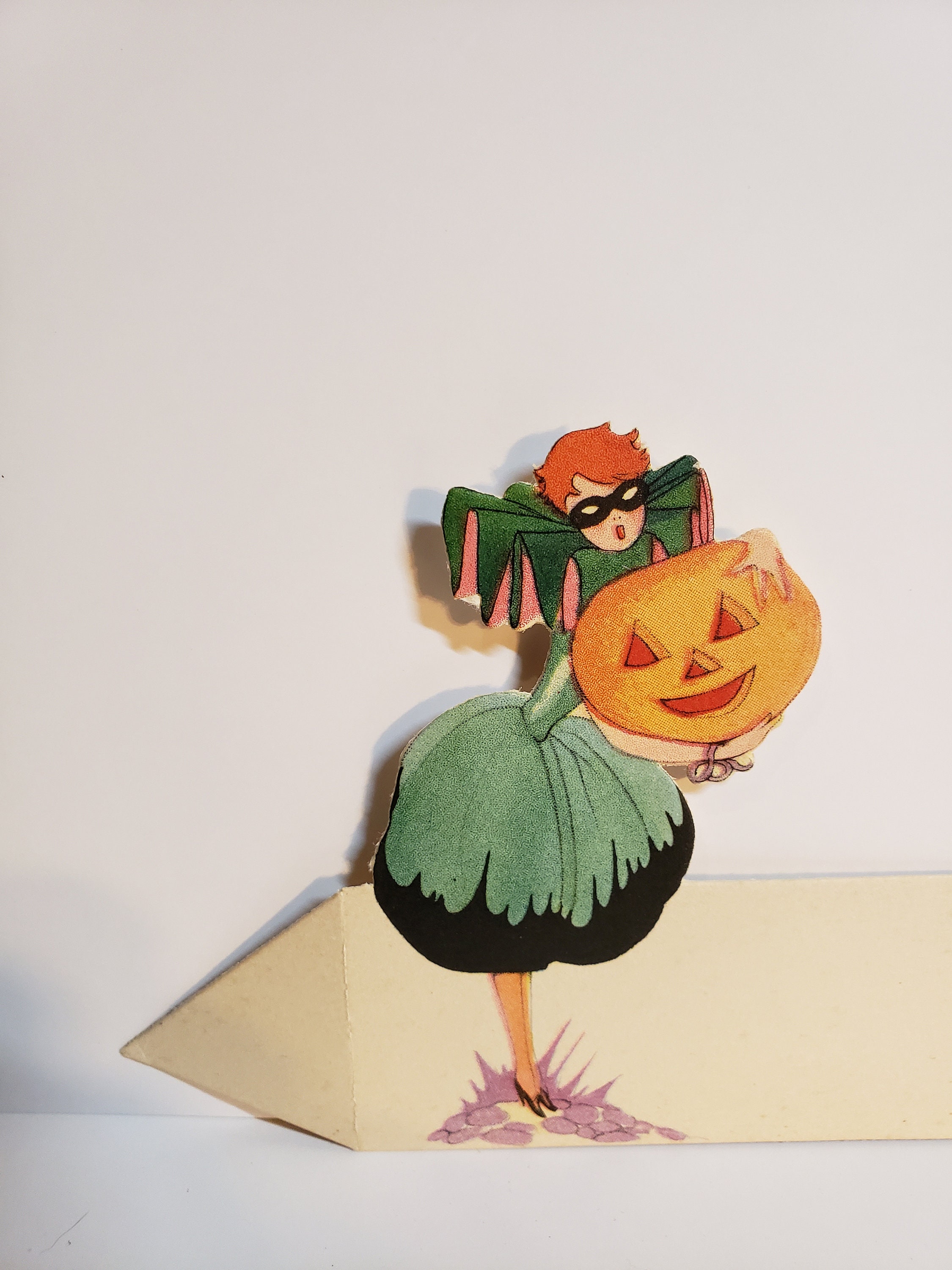 Vintage Unused 1920's Die Cut Hallmark Halloween Place Card Flapper ...