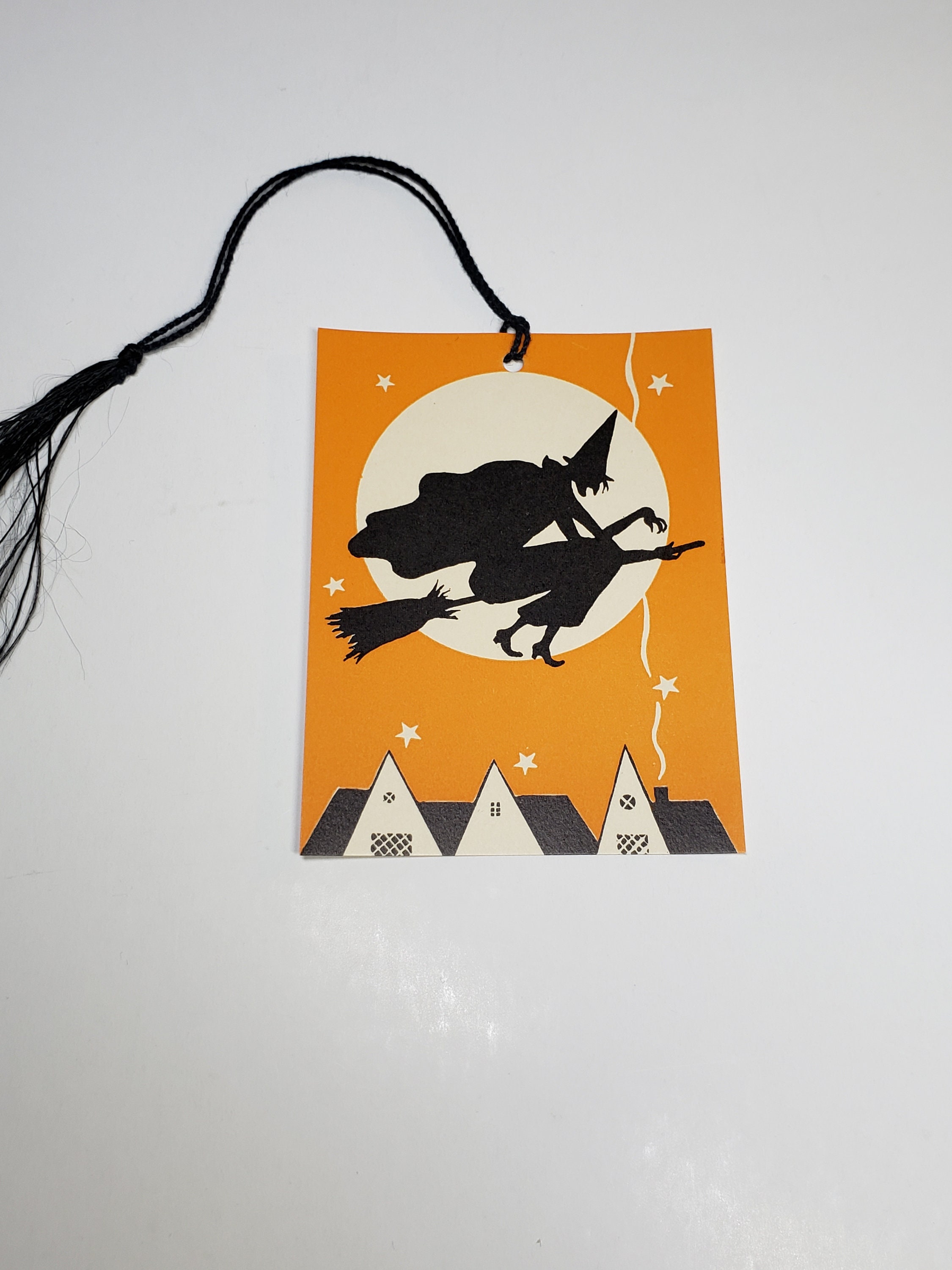 Colorful 1930’s-40's Unused Art Deco Halloween Bridge Tally Silhouette ...